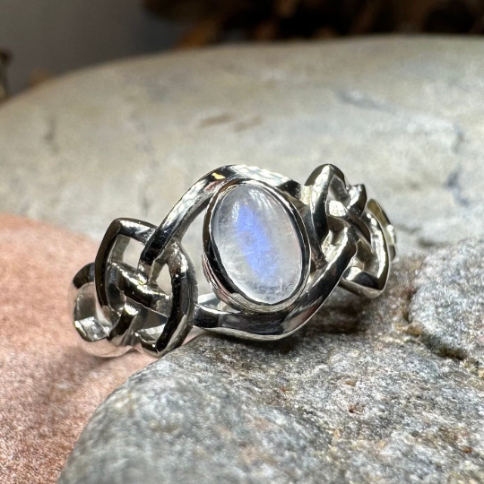 Celeste Celtic Knot Moonstone Ring in Sterling Silver