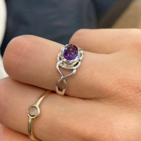 Felicia Celtic Knot Amethyst Ring in Sterling Silver