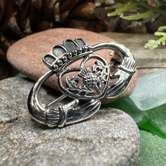 Claddagh Thistle Brooch