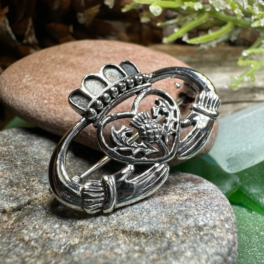 Claddagh Thistle Brooch