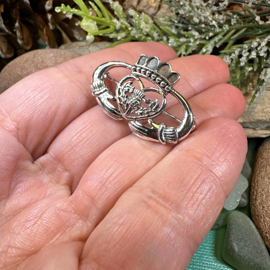 Claddagh Thistle Brooch