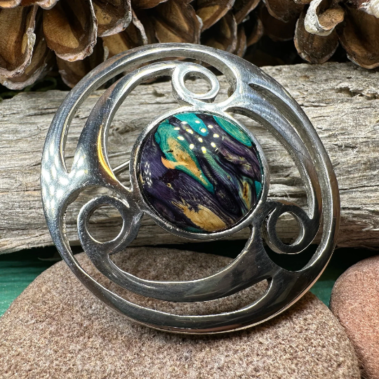 Alana Heathergems Celtic Brooch - Handmade in Scotland