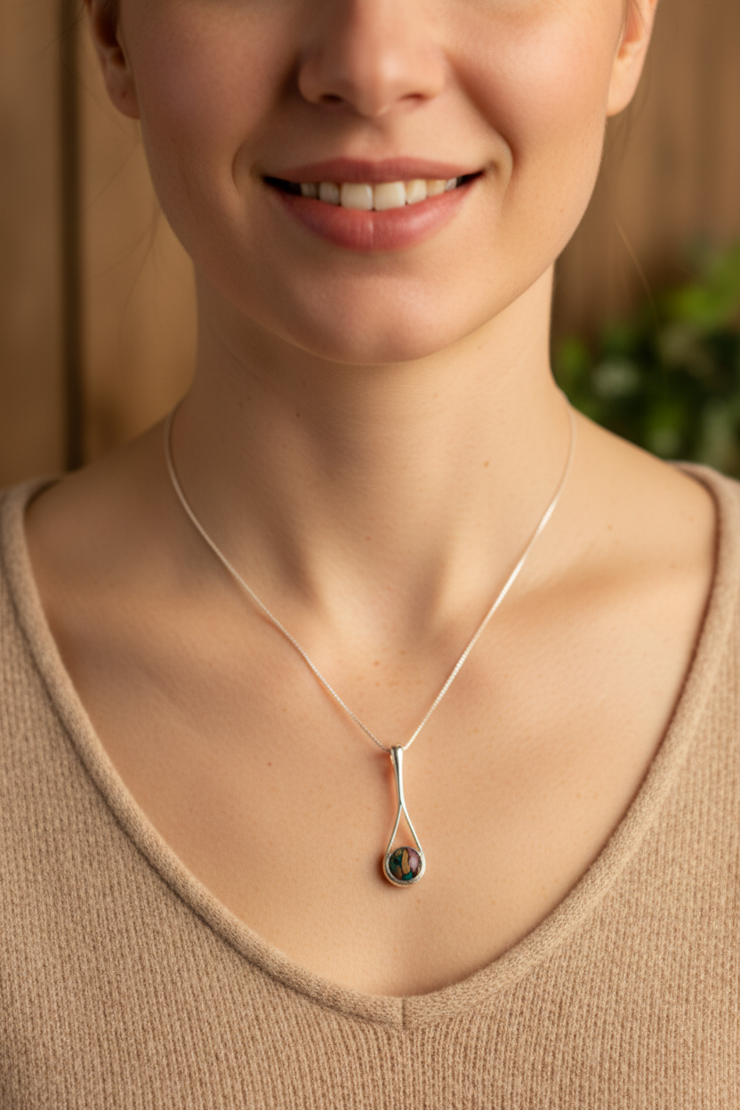 Scottish Raindrop Heathergems Necklace - Handmade in Scotland
