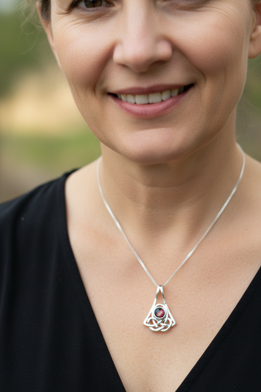 Elegant Heathergems Celtic Knot Necklace - Handmade in Scotland