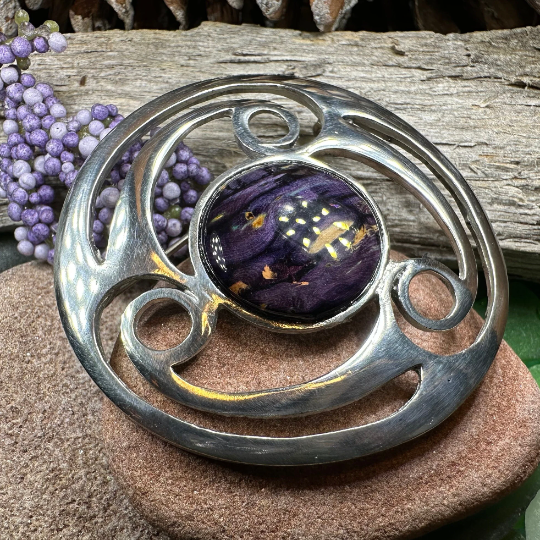 Alana Heathergems Celtic Brooch - Handmade in Scotland