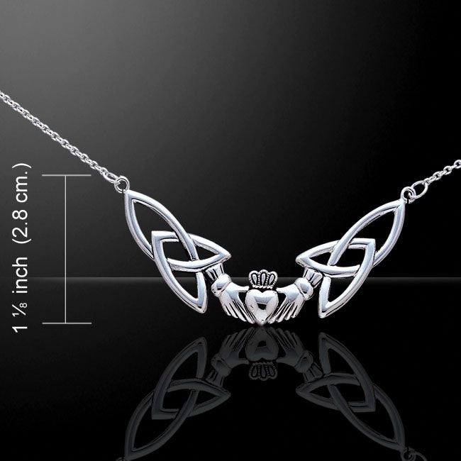 Irish Claddagh Lasting Love Necklace in Sterling Silver