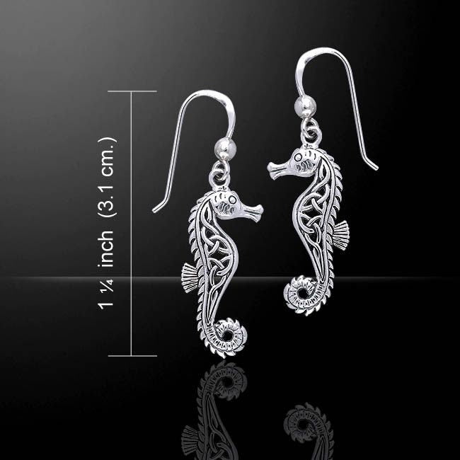 Seadrifter Celtic Seahorse Earrings in Sterling Silver