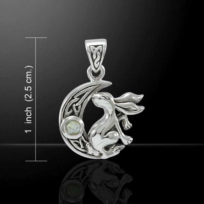 Celtic Rabbit Moon Necklace with Moonstone