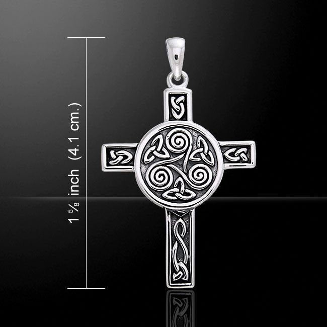 Triskel Celtic Cross Necklace in Sterling Silver