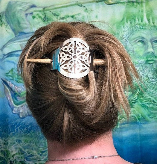 Elegant Trinity Knot Hair Slide - Celtic Crystal Design Jewelry
