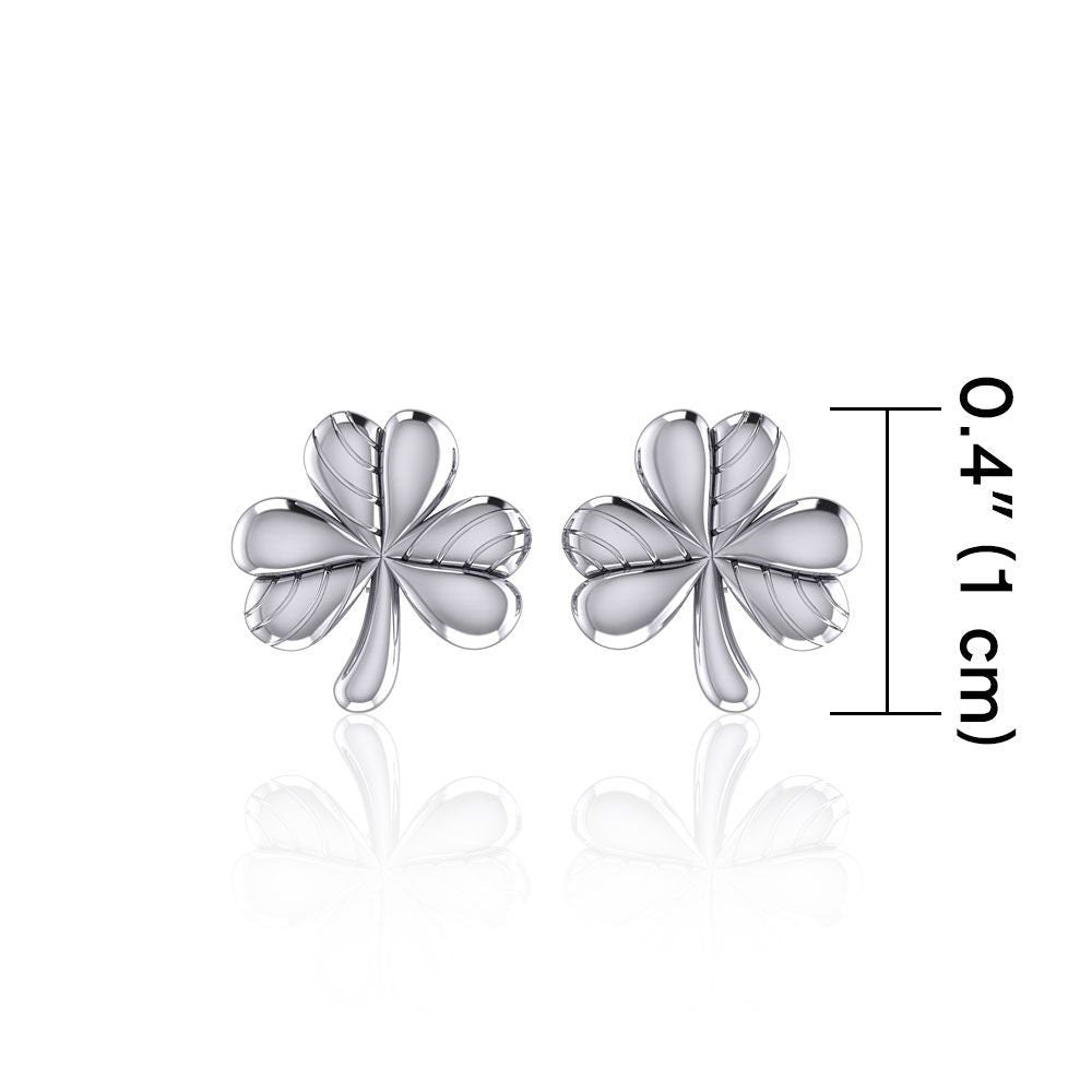 Irish Shamrock Post Earrings in Sterling Silver