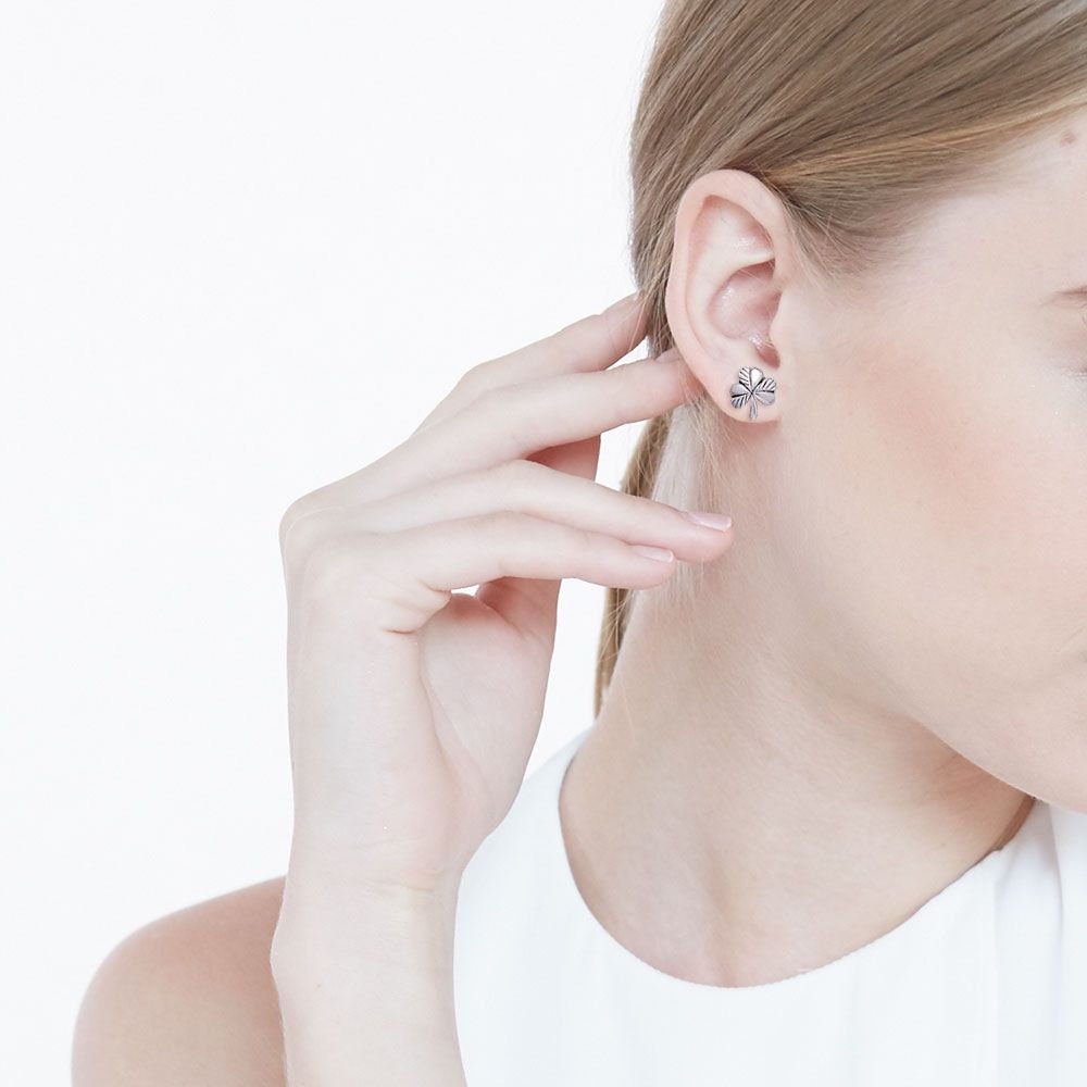 Irish Shamrock Post Earrings in Sterling Silver