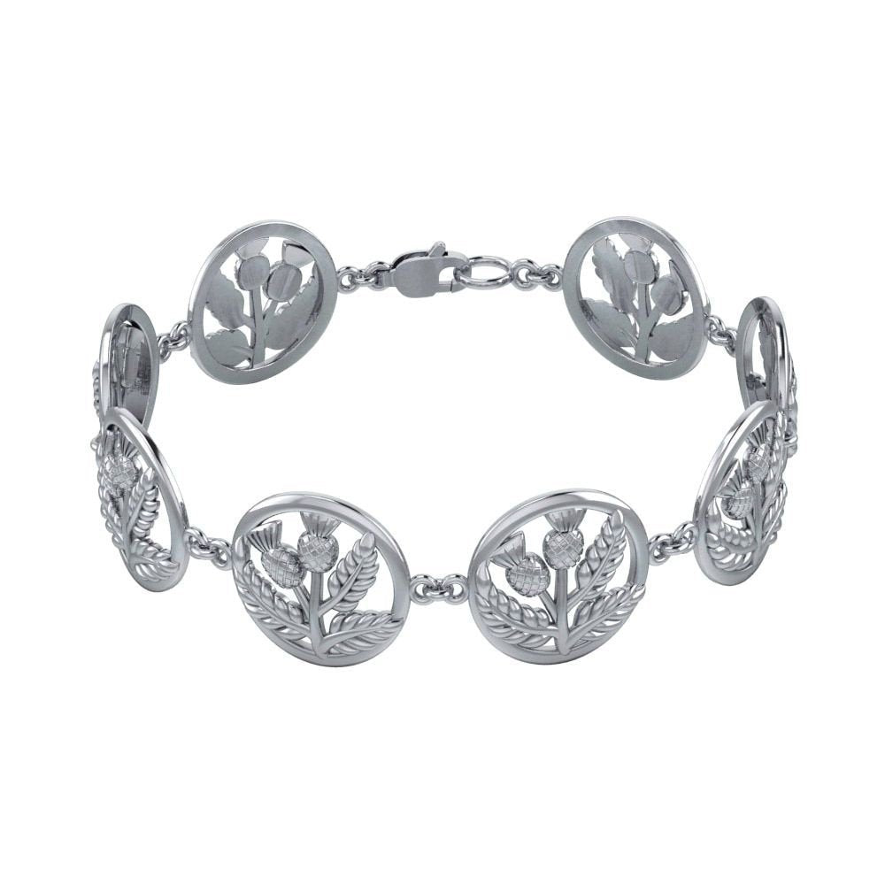 Ailsh Scottish Thistle Bracelet in Sterling Silver