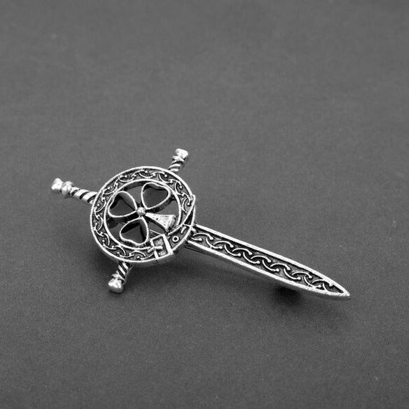 Irish Shamrock Sword Kilt Pin