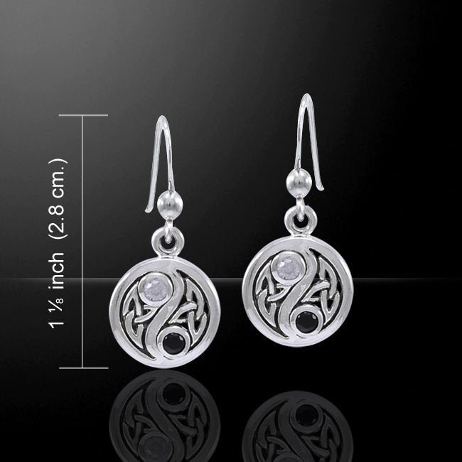Celtic Yin Yang Earrings in Sterling Silver