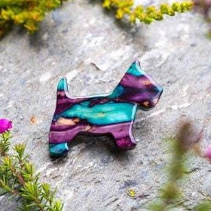 Heathergems Dog Scottish Brooch - Handmade in Scotland