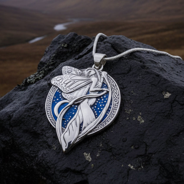 Blue Moon Fairy Necklace in Sterling Silver