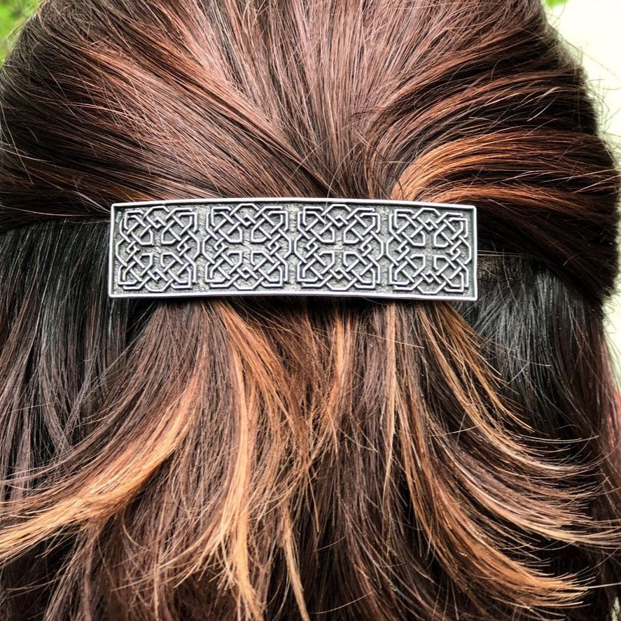 Pewter Celtic Harmony Knot Hair Clip for Women