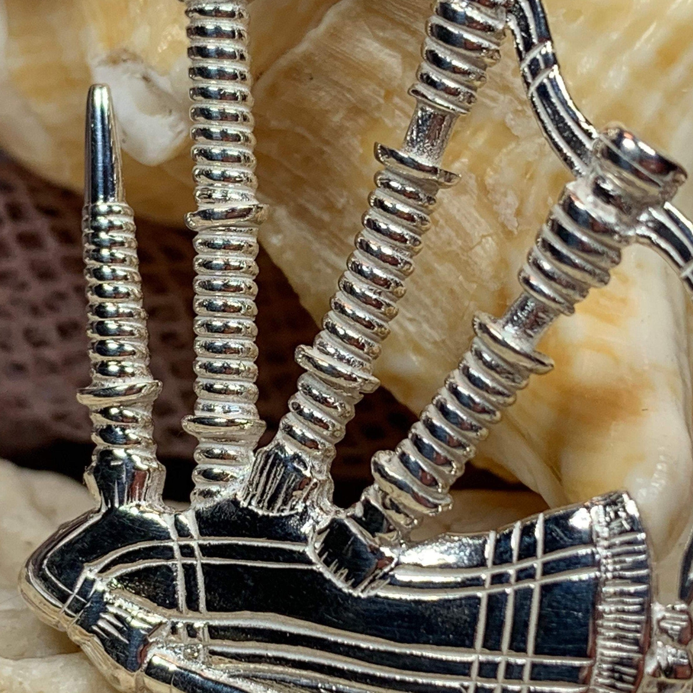 Scottish Bagpipes Sterling Silver Pin - Handmade in Scotland