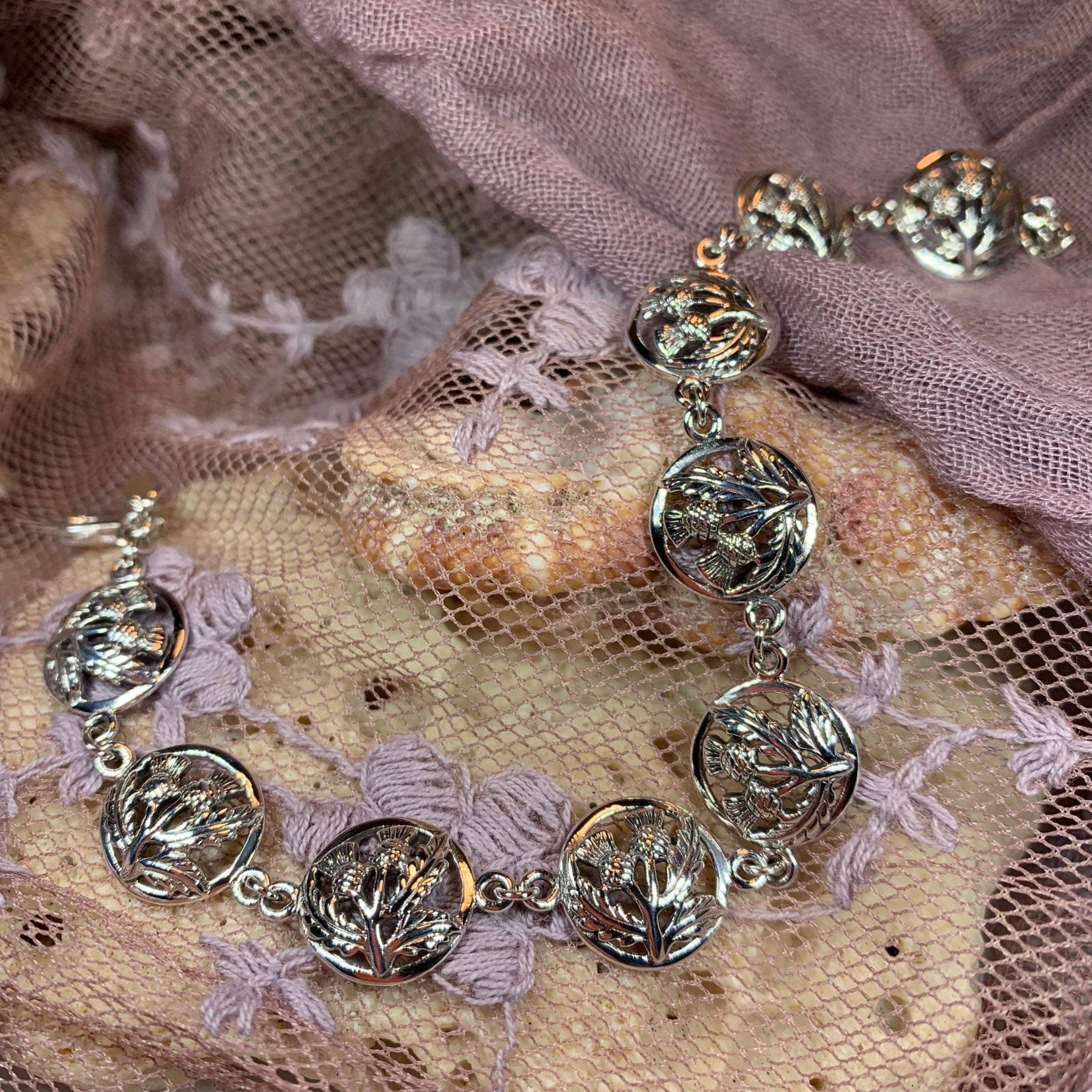 Ailsh Scottish Thistle Bracelet in Sterling Silver