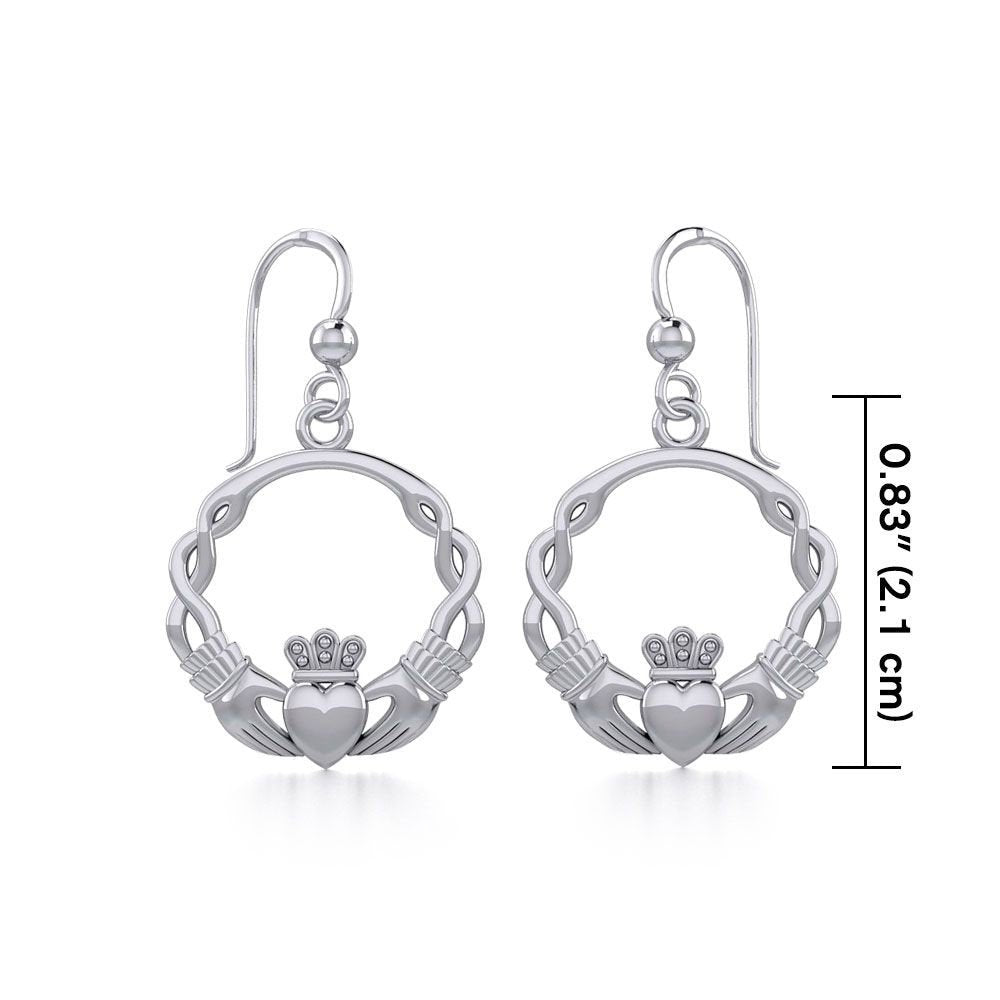 Elegant Irish Claddagh Earrings in Sterling Silver