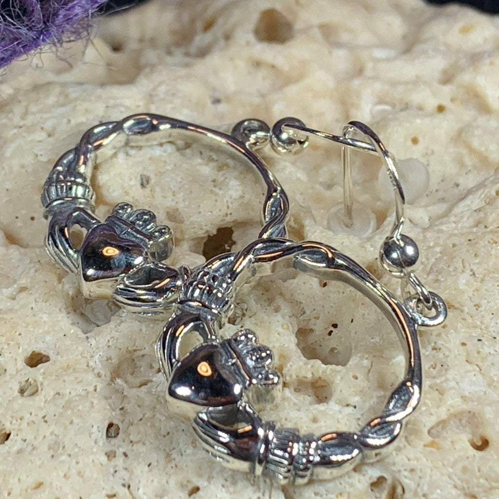 Elegant Irish Claddagh Earrings in Sterling Silver