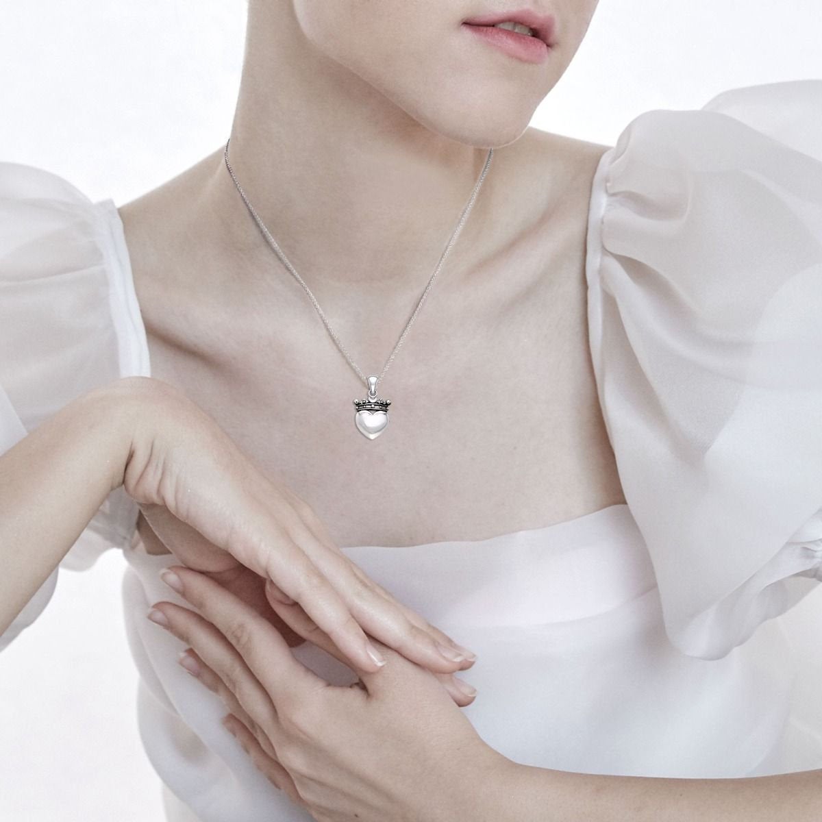Crescent Moon Claddagh Necklace