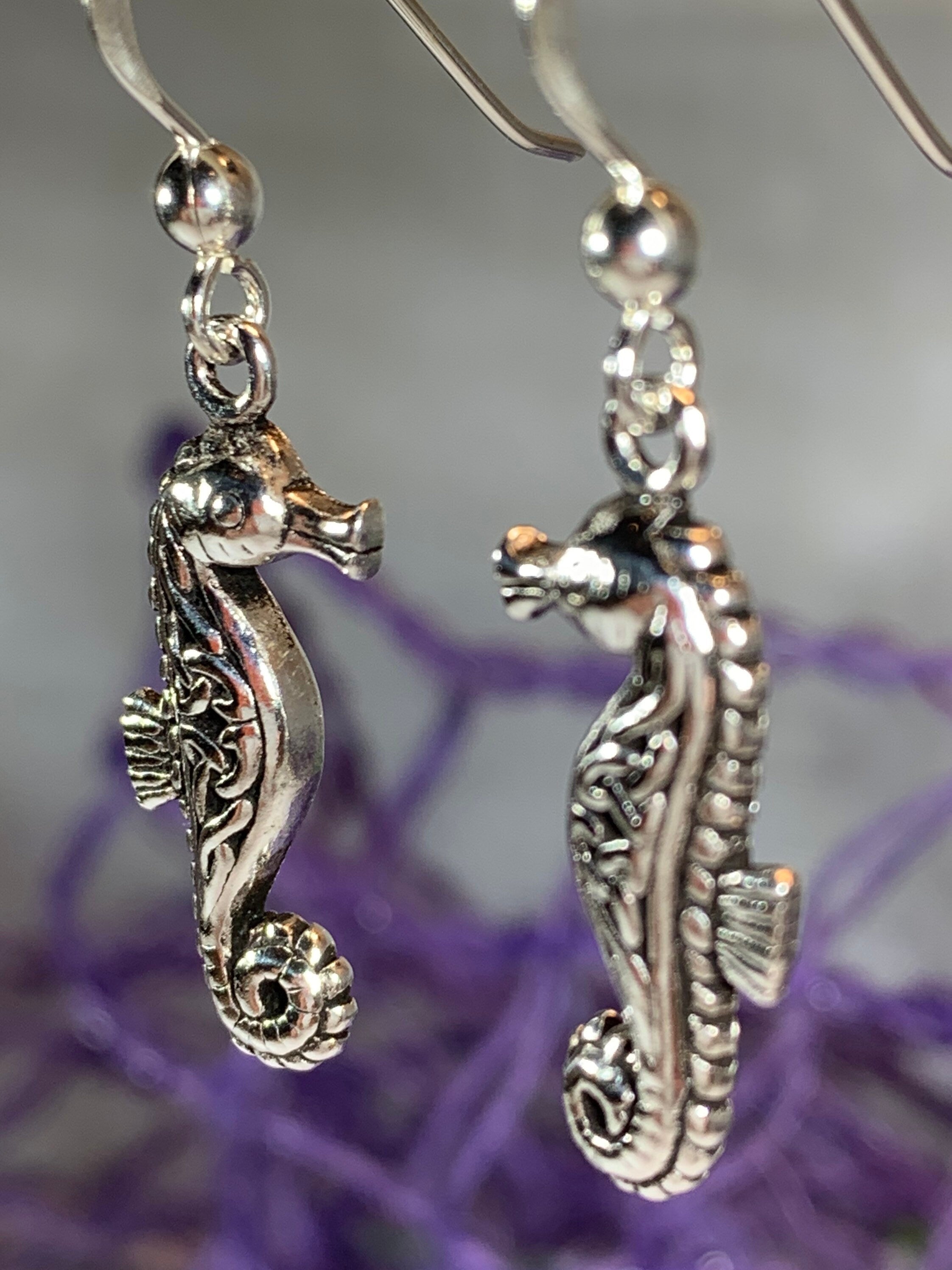 Seadrifter Celtic Seahorse Earrings in Sterling Silver