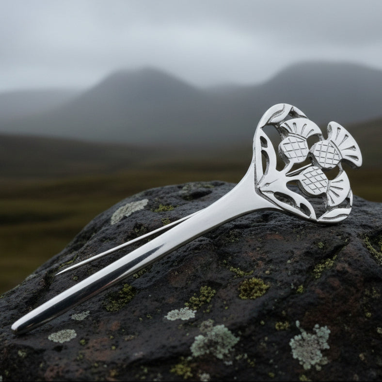 Euan Thistle Sprig Kilt Pin - Handmade in Scotland