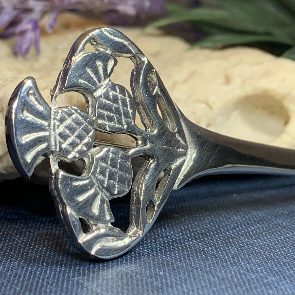 Euan Thistle Sprig Kilt Pin - Handmade in Scotland