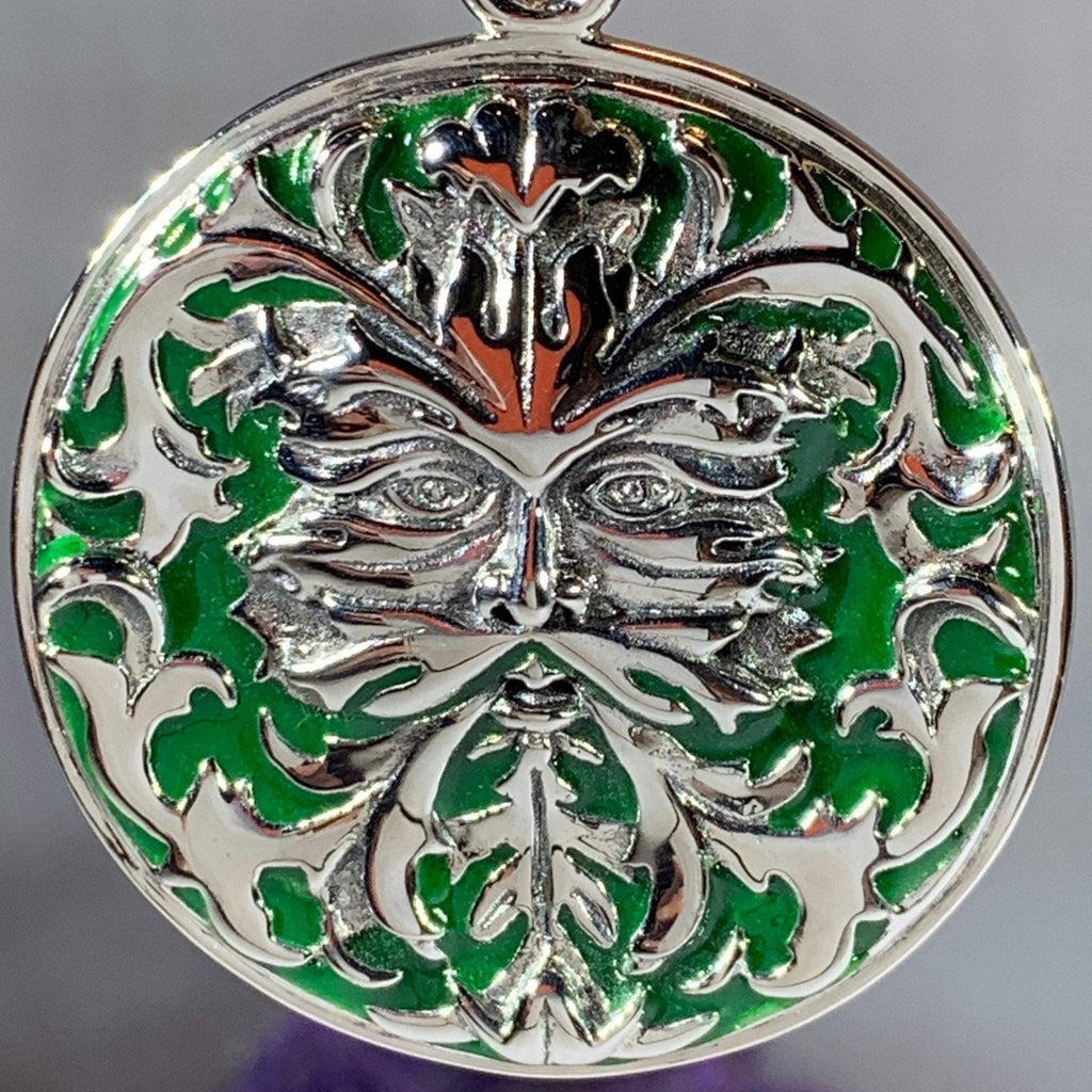 Black Forest Green Man Necklace in Sterling Silver