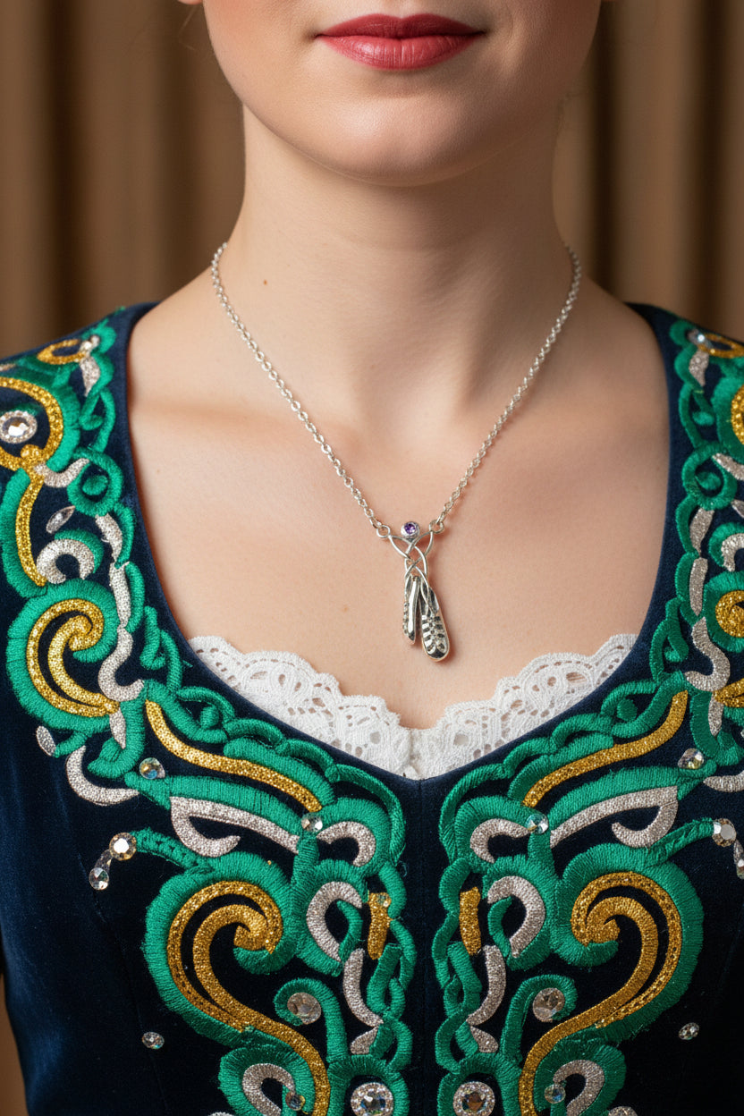 Kassidy Irish Dance Shoes Necklace in Sterling Silver