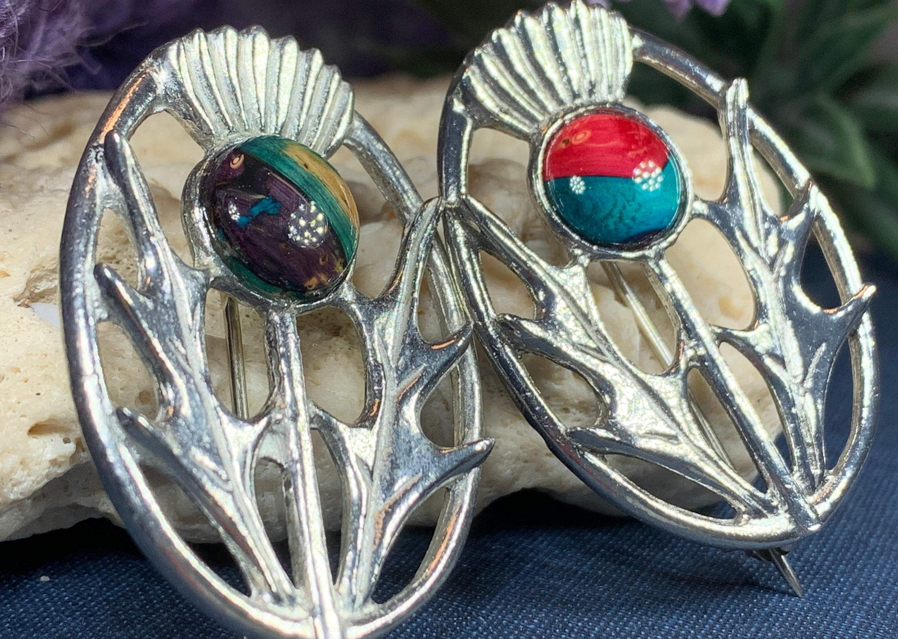 Scottish Heathergems Thistle Brooch - Handmade in Scotland