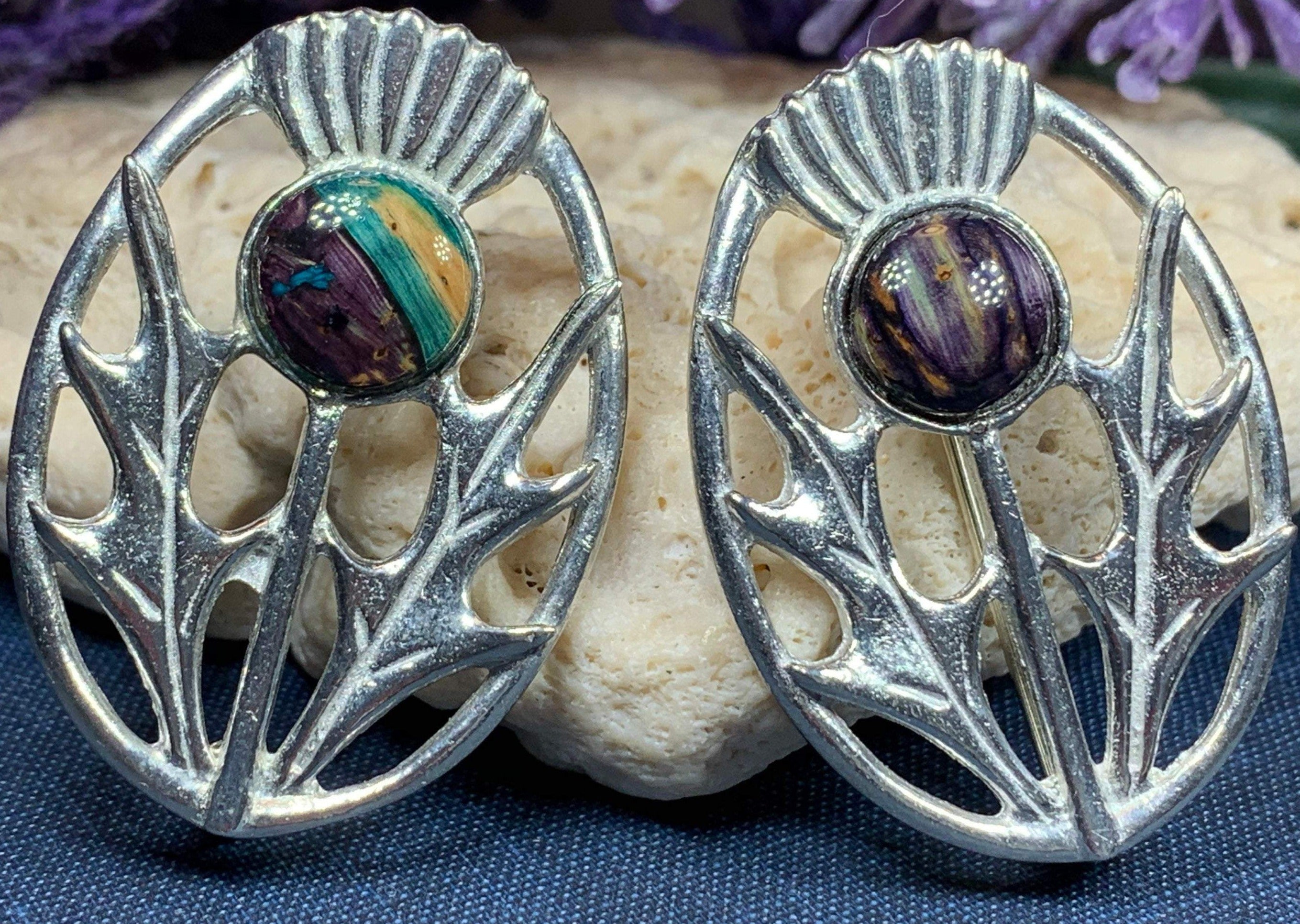 Scottish Heathergems Thistle Brooch - Handmade in Scotland