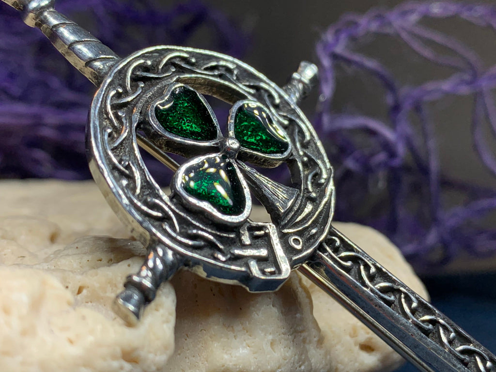 Irish Shamrock Sword Kilt Pin
