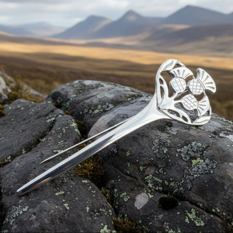 Euan Thistle Sprig Kilt Pin - Handmade in Scotland