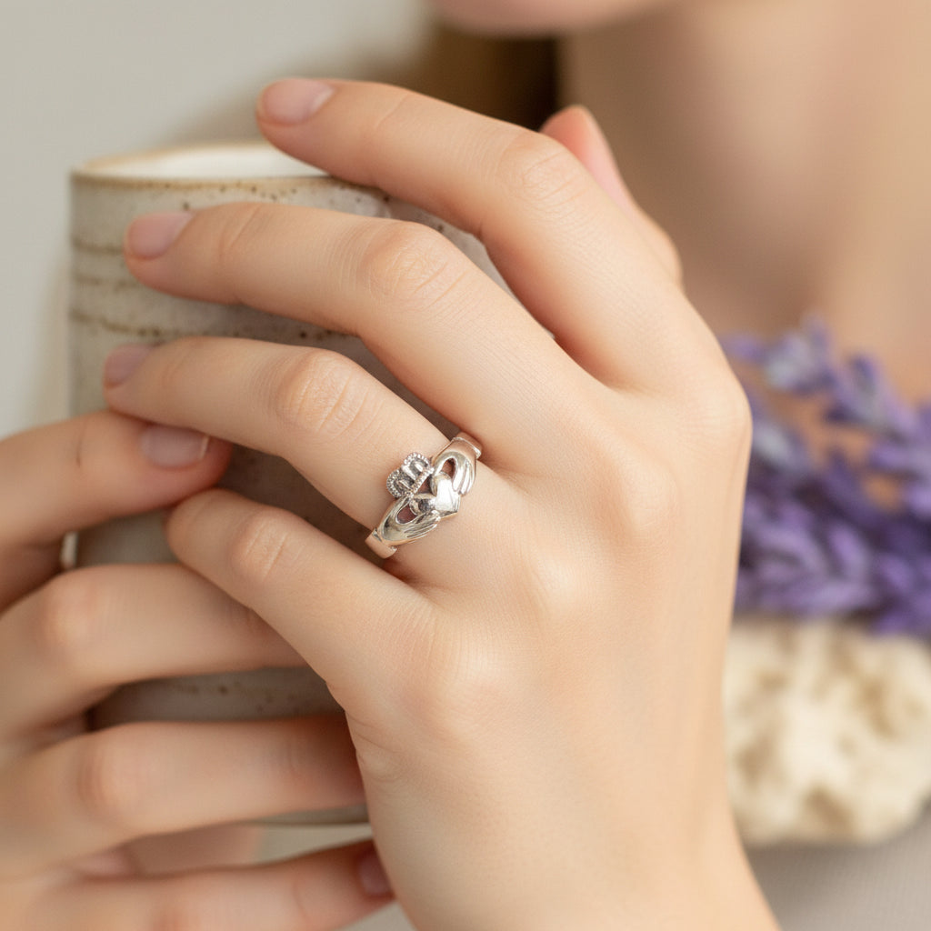 Castlerea Irish Claddagh Ring in Sterling Silver