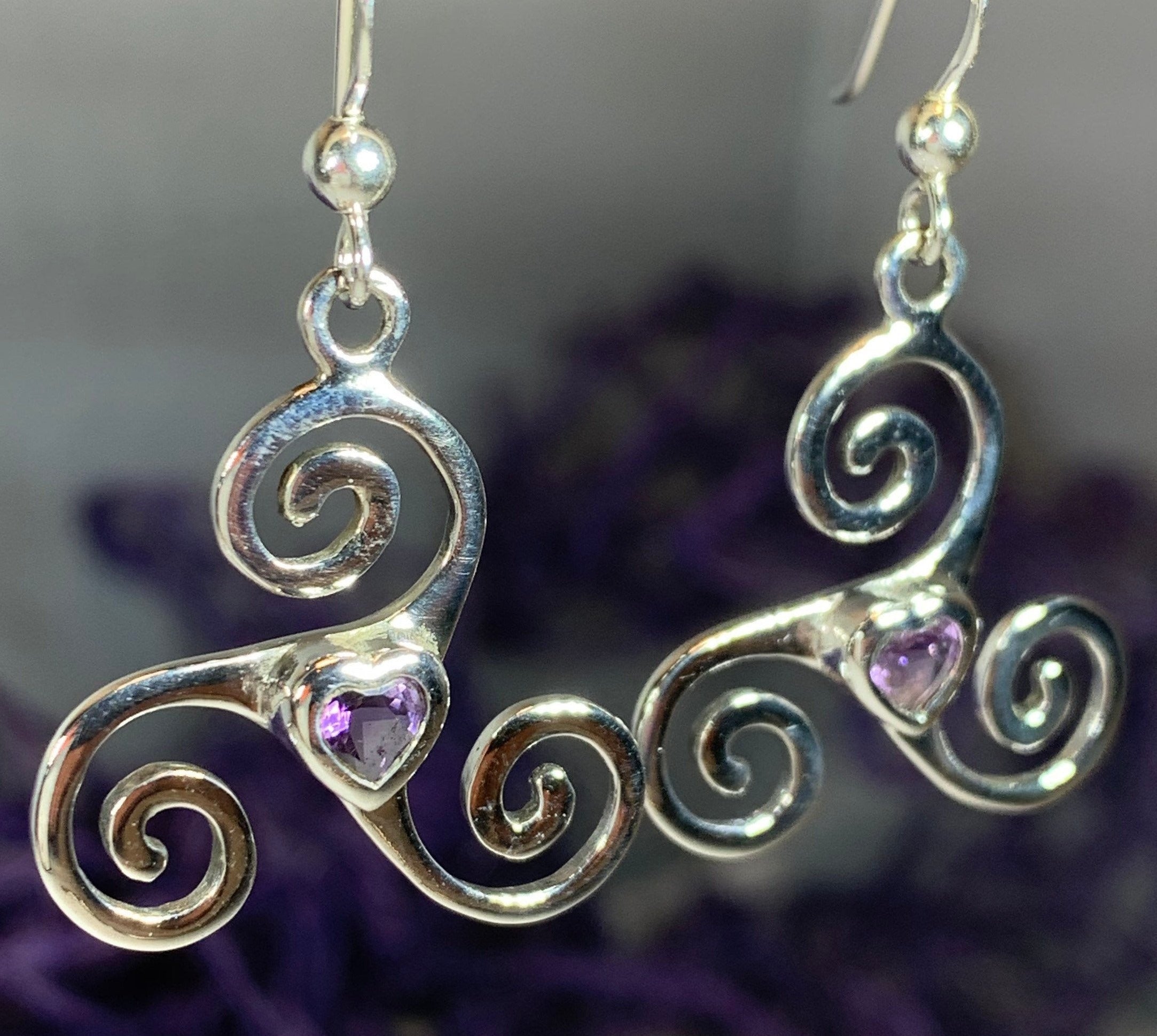 Triple Spiral Heart Earrings