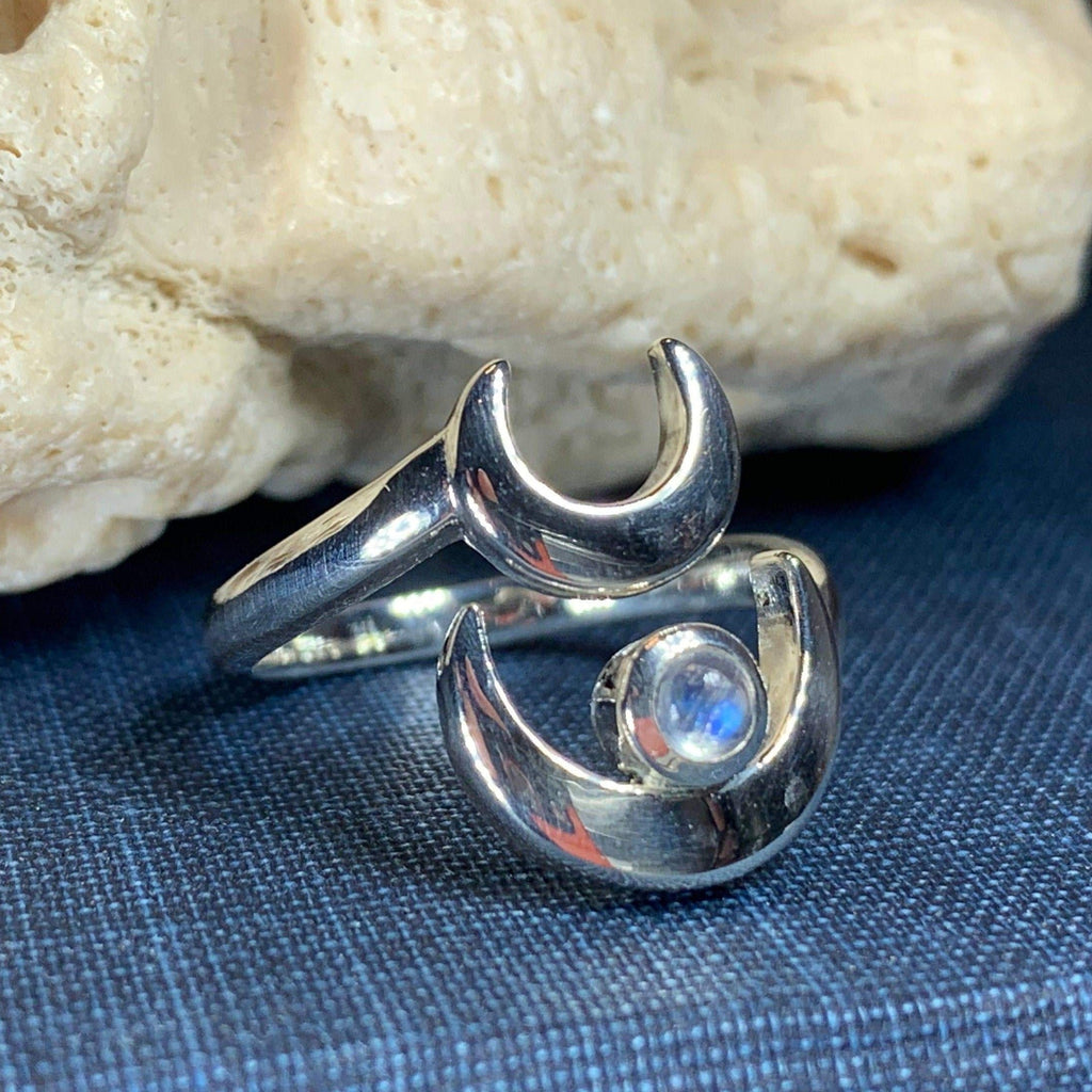 Double Crescent Moon Ring in Sterling Silver