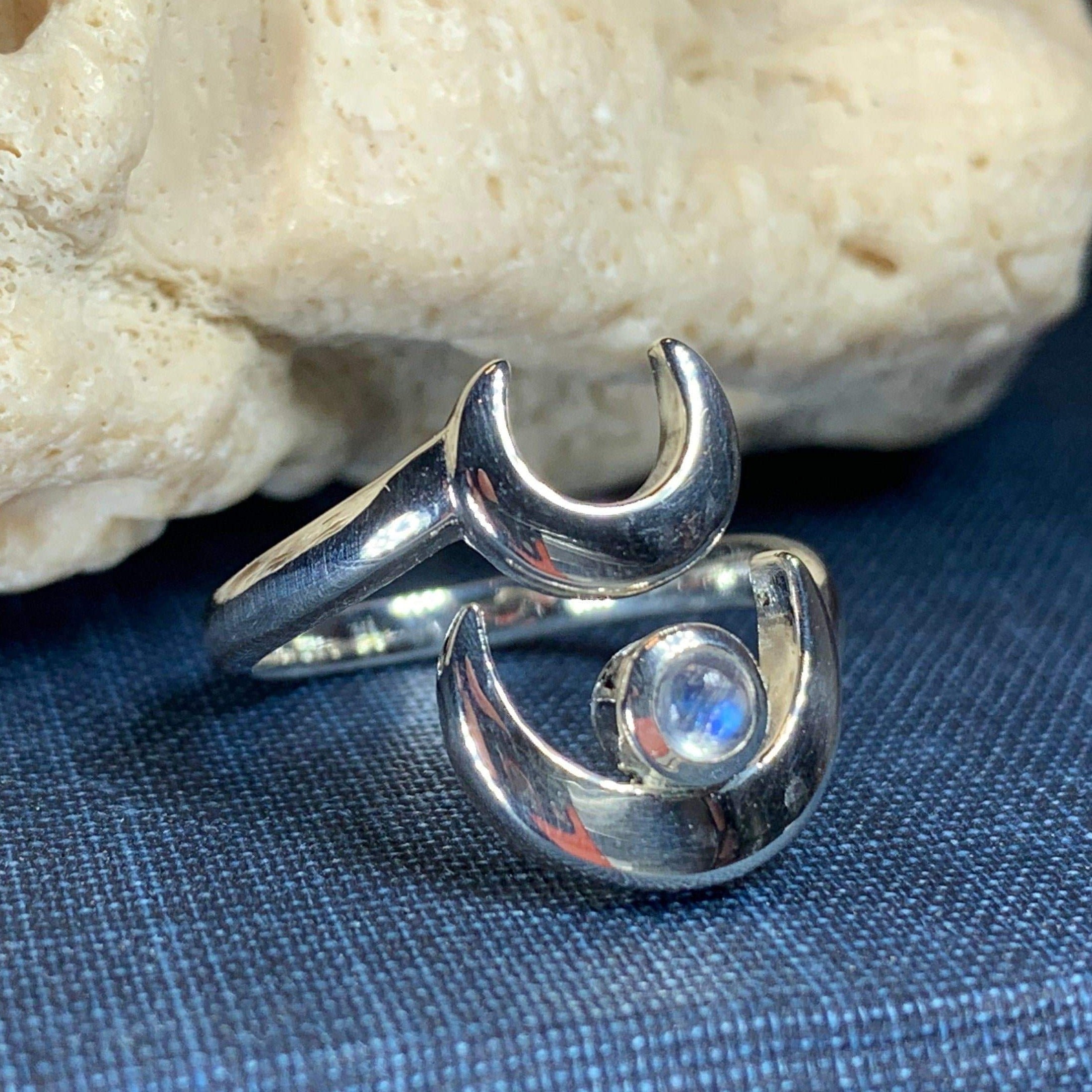 Double Crescent Moon Ring in Sterling Silver