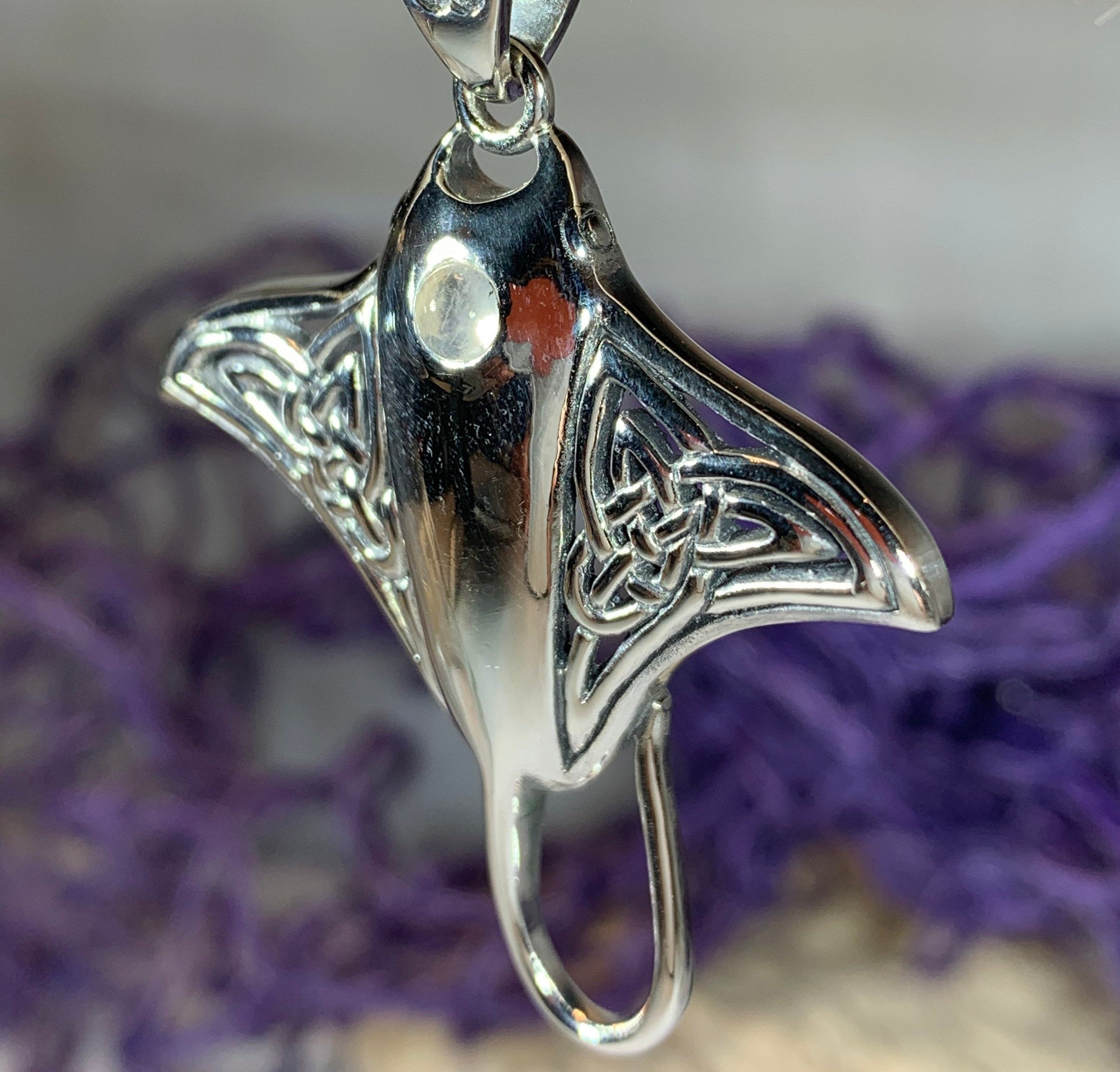Celtic Manta Ray Necklace in Sterling Silver