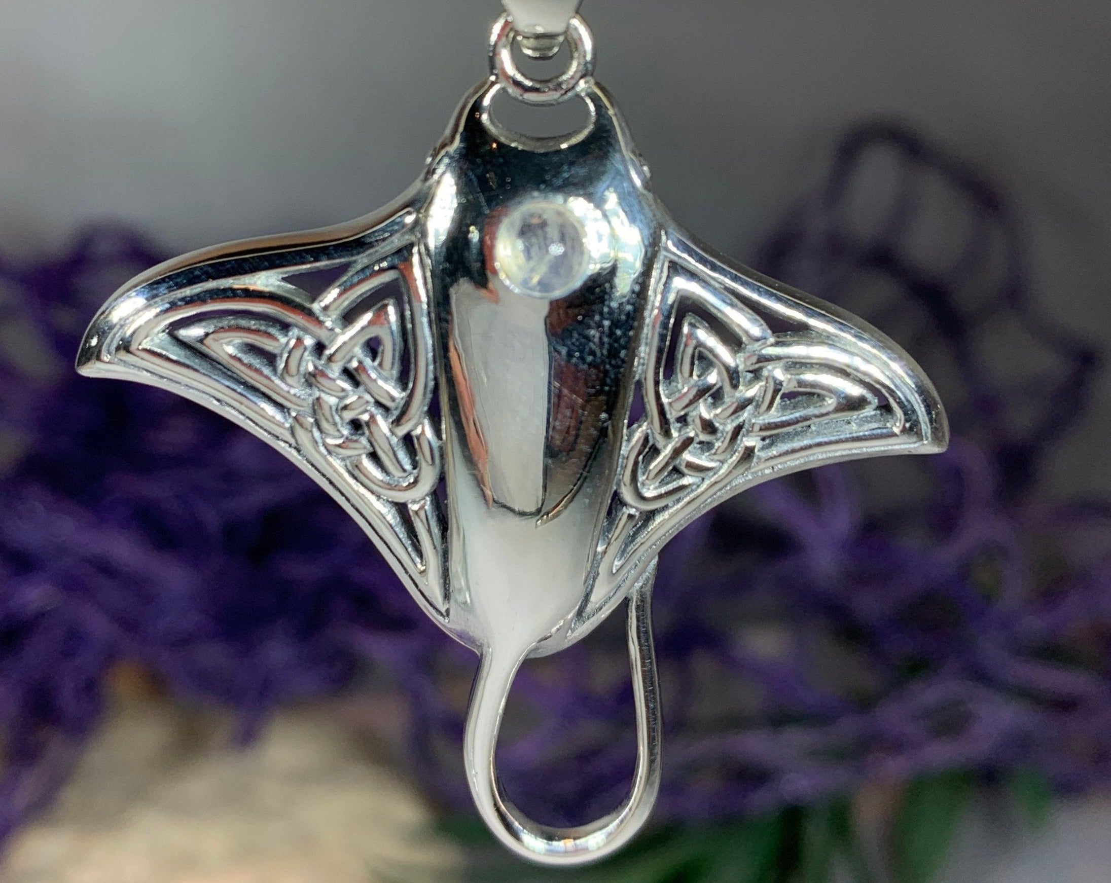 Celtic Manta Ray Necklace in Sterling Silver