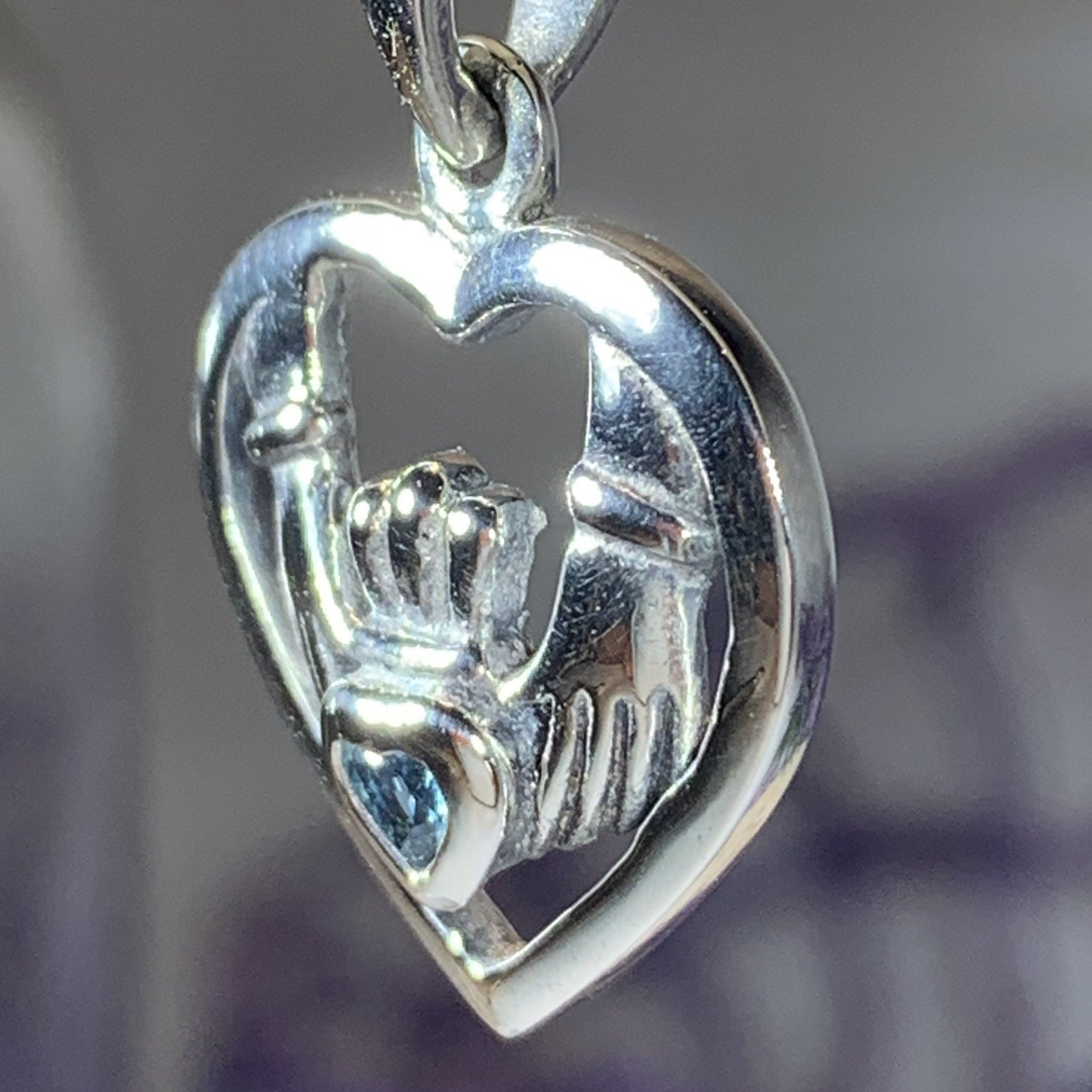 Irish Claddagh Love Necklace in Sterling Silver