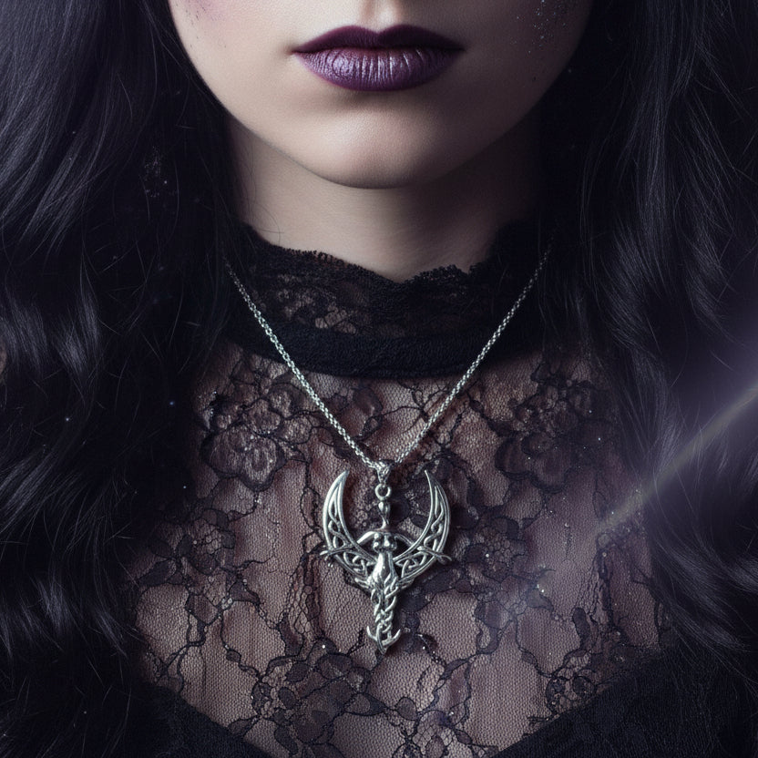 Celtic Moon Goddess Necklace in Sterling Silver