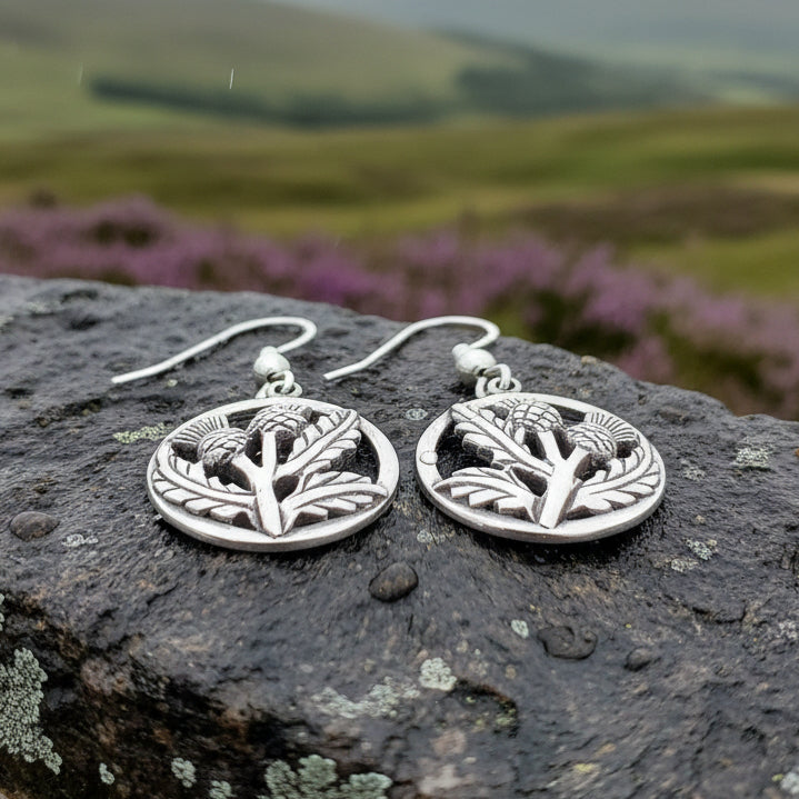 Aviemore Scottish Thistle Earrings in Sterling Silver