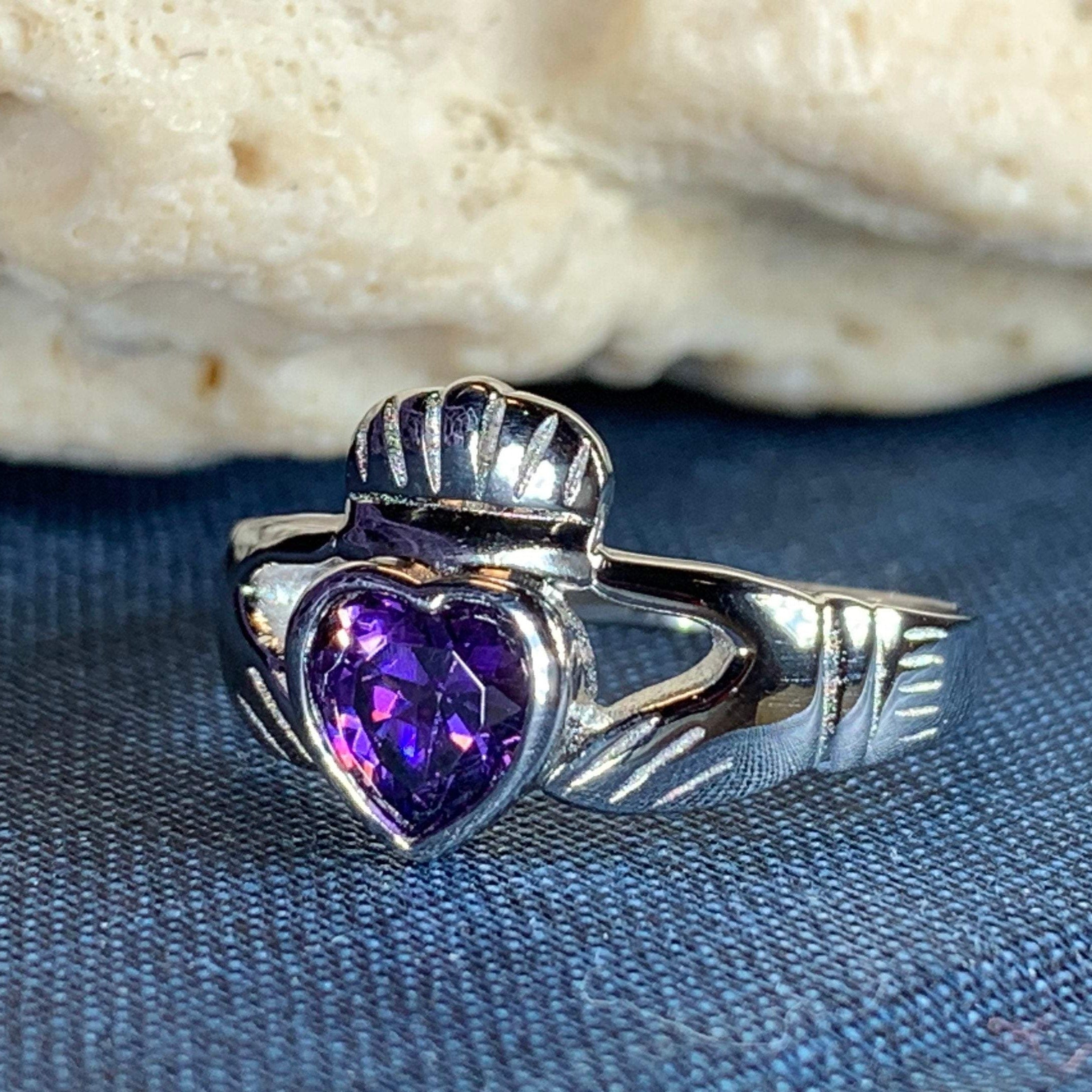 Amethyst Irish Claddagh Ring