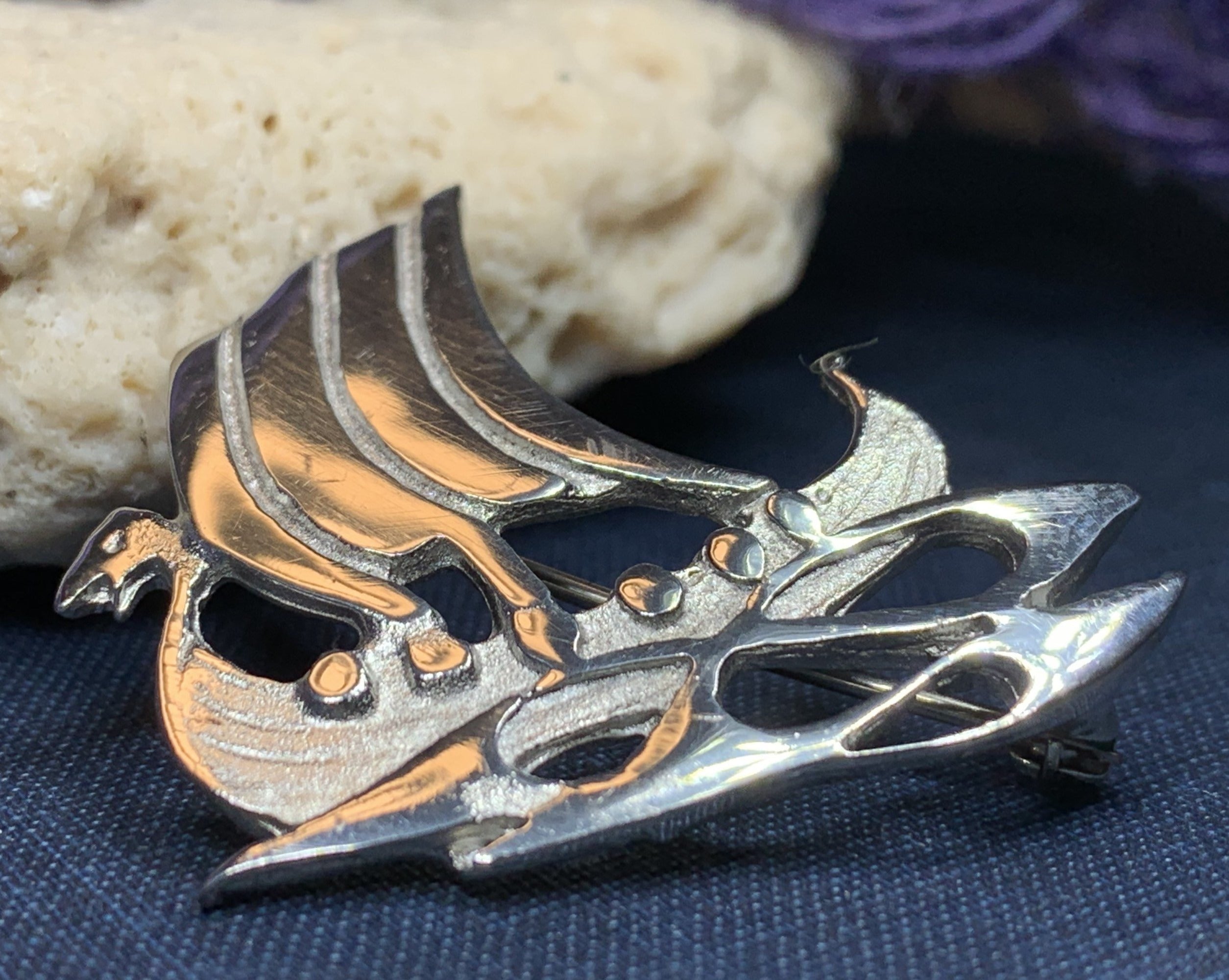 Viking Ship Brooch - Handmade in Scotland