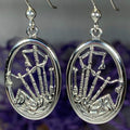Celtic Bagpipes Earrings in Sterling Silver