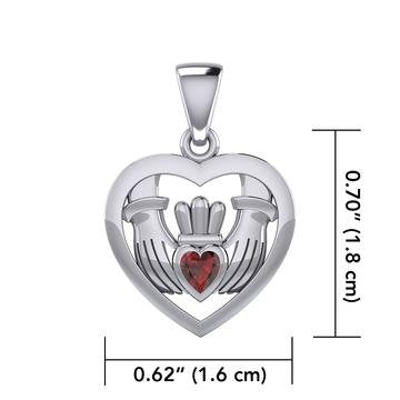 Irish Claddagh Love Necklace in Sterling Silver