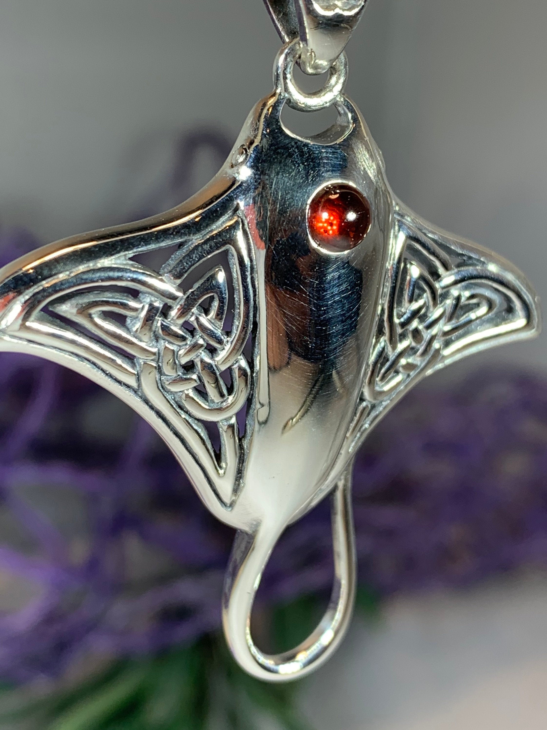 Celtic Manta Ray Necklace in Sterling Silver